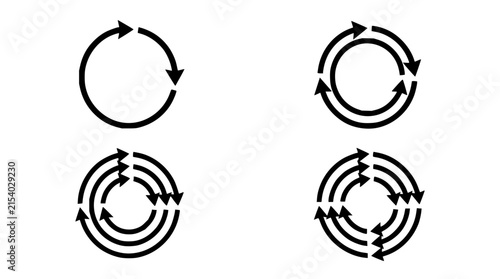 Circular arrow icons set with clockwise and counterclockwise arrows featuring arrows, rotation, and direction with 2026 style and modern design