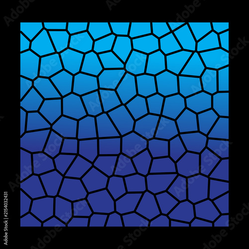 Irregular polygonal pattern transitions from light to dark blue hues