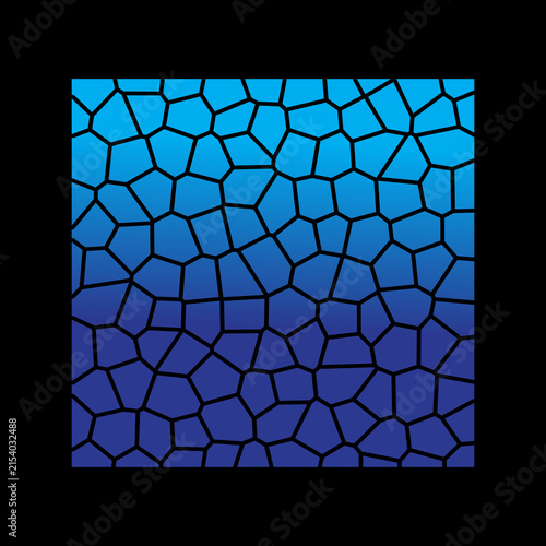 Irregular polygonal pattern transitions from light to dark blue hues