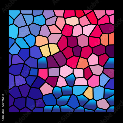 Abstract polygonal pattern with gradient colors on a black background