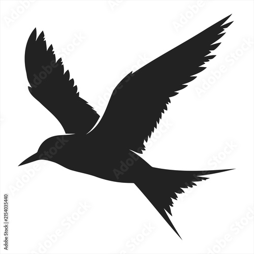 Black flying bird vector illustration isolated on white background