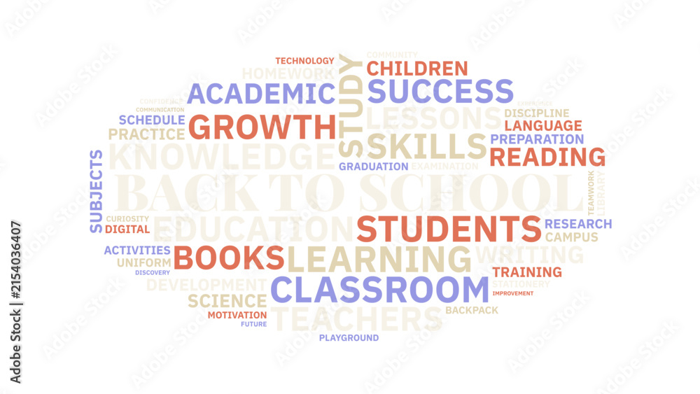 Fototapeta premium Back to School Education Word Cloud Typography Illustration on Dark Background
