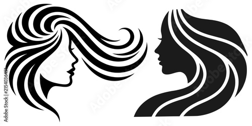 Female profile silhouettes featuring creative flowing hair.