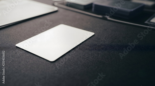 Blank Trading Card Mockup on Dark Gaming Mat
