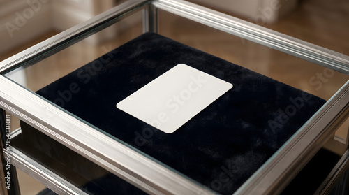 Blank Display Card Mockup in a Glass Showcase