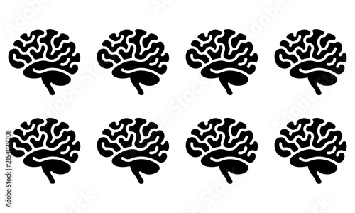 Brain Icon Pattern in Bold Black and White Tones, Repeating Medical Symbol Design for Healthcare Concept Background