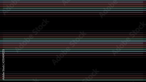 Horizontal stripes in muted red, teal, and white alternate across a black background creating a retro pattern.