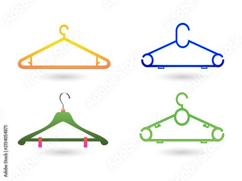 Colorful illustration of four coat hangers isolated on transparent background