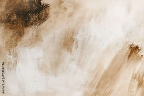 Abstract texture background with contrasting brown and white brush strokes and artistic depth.