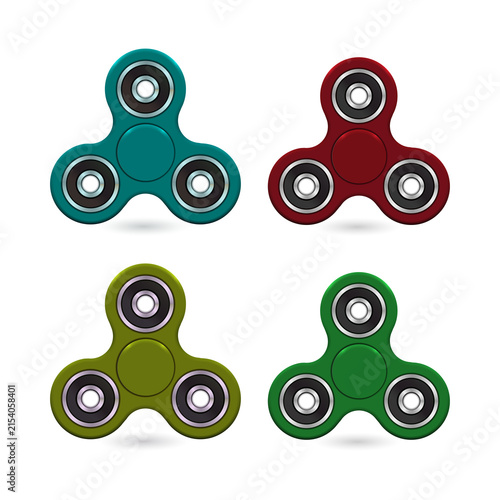 Fotografía Colorful fidget spinners on transparent background