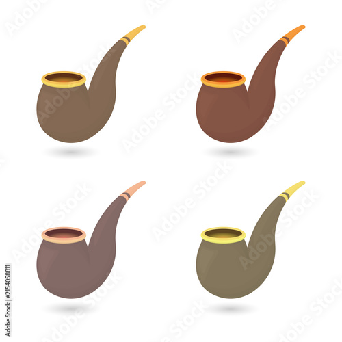 Four brown smoking pipes in various shades transparent background