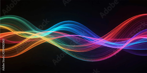 Abstract Colorful Fractal Waves with Glowing Dynamic Lines and Flowing Energy Pattern for Modern Technology Wallpaper Background