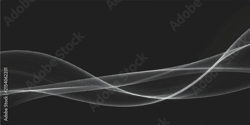 Abstract Blue Wave and Black Smoke Flow with Glowing Light Curves, Energy Lines, Fractal Swirl Pattern, 3D Motion Texture and Modern Business Wallpaper Design