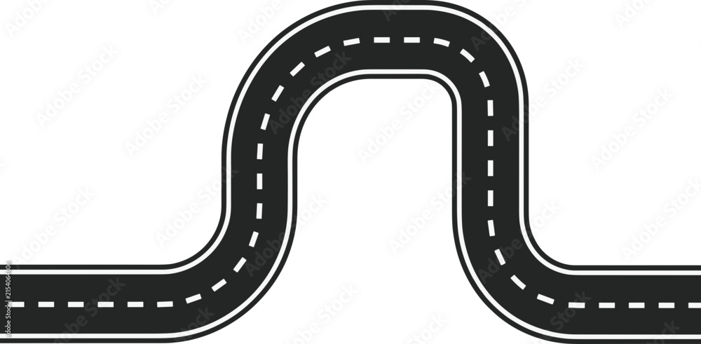 Fototapeta premium Asphalt road vector illustration featuring black street path with white dashed markings