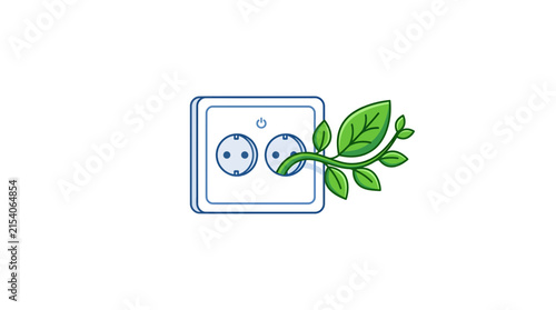 EcoFriendlyElectricOutletWithGreenLeafIllustrationVector