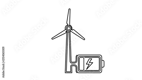 Modern Wind Turbine Charging Electric Battery Icon Illustration