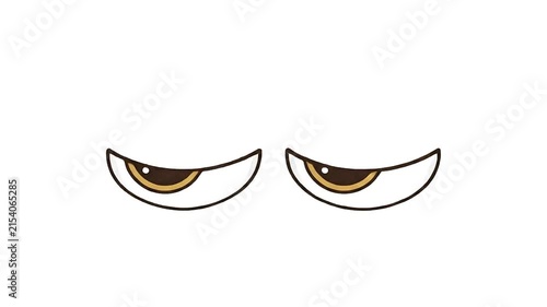 Vector animation of cartoon eyes blinking and looking around isolated on white background