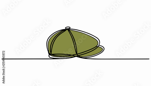 Cuadro en lienzo One continuous line illustration of an newsboy cap , isolated on white background