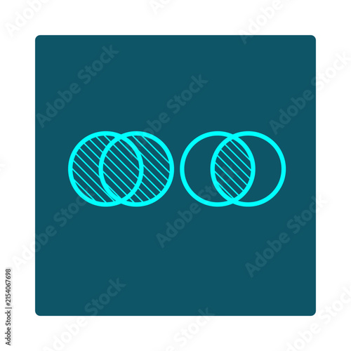 Cuadro en lienzo Union and Intersection icon – two overlapping circles, one fully shaded for the