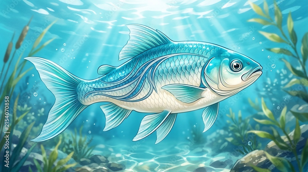 Fototapeta premium Blue swimming fish