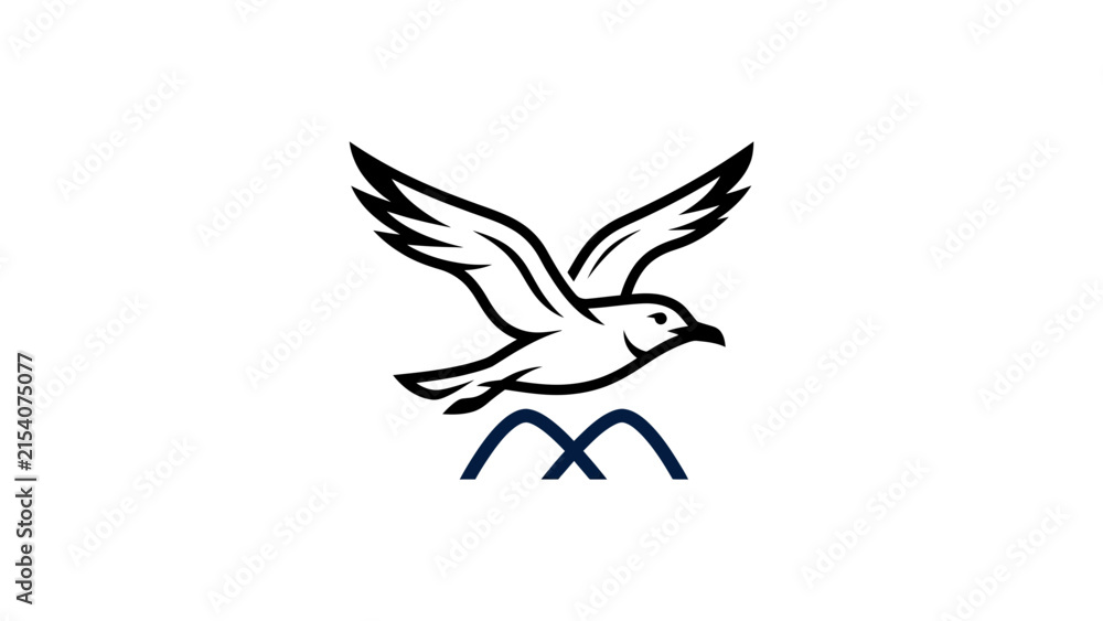 Fototapeta premium Minimalist Seagull Logo Design Vector Illustration