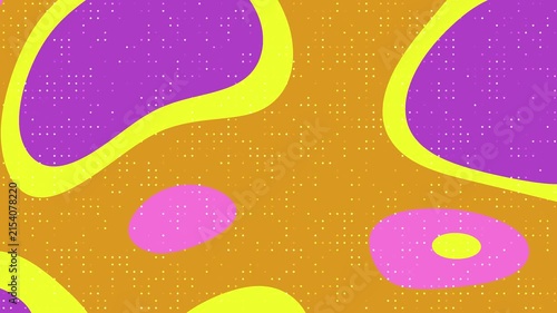 Abstract liquid fluid waves background in mustard orange, neon yellow, pink, and purple with pixel dot grid pattern