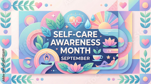 SELF-CARE AWARENESS MONTH SEPTEMBER premium vector campaign design