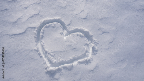 Canvastavla Snow heart. Romantic winter pattern. Heart shape in snow.