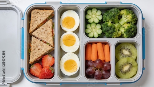 Fresh and Healthy Bento Box Lunch A Balanced Meal with Sandwiches Eggs Fruits and Vegetables