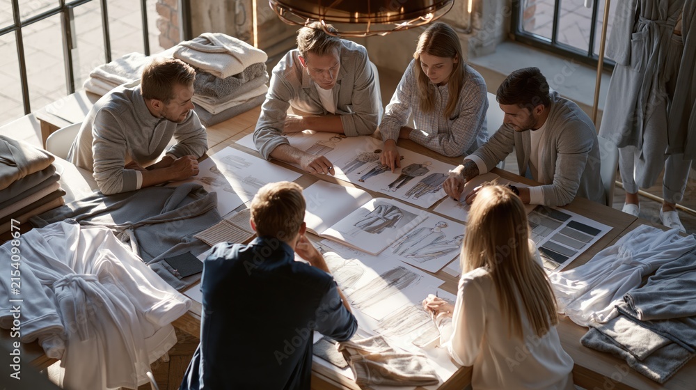 Fototapeta premium Collaborative Discussion on Cozy Homewear Design Innovations