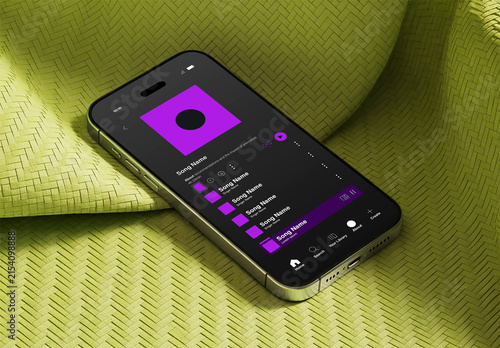 Modern smartphone with music streaming app screen mockup
