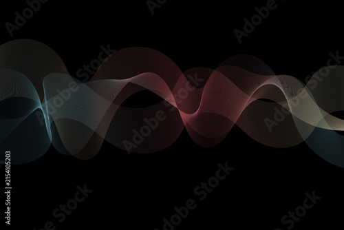 Abstract Dark Background with Flowing Colorful Wave Lines for Modern Digital and Tech Design Concepts