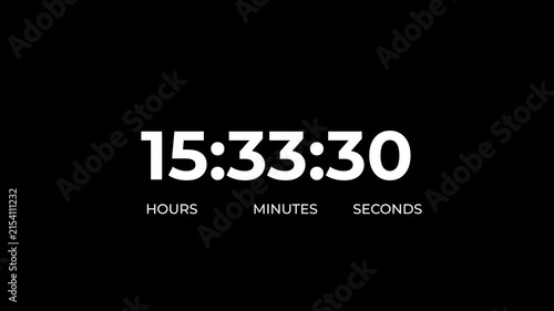 Countdown timer animation of 17 hours on transparent background with alpha channels
