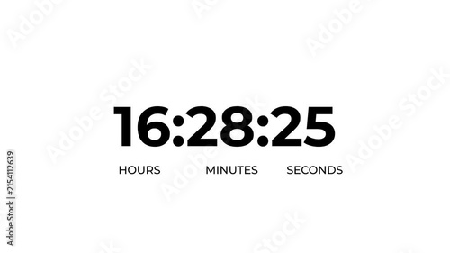 Countdown timer animation of 18 hours on transparent background with alpha channels