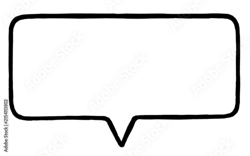 Hand Drawn Thin Doodle Square Medium Thought Bubble Pointing Down on Transparent Background