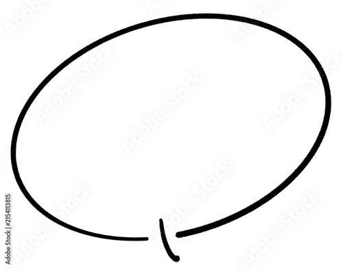 Hand Drawn Thin Pencil Longer Oval Short Speech Bubble Pointing Down For Comic on Transparent Background