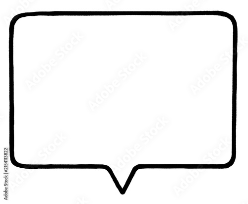 Hand Drawn Thin Ink Square Short Thought Bubble Pointing Down Left on Transparent Background