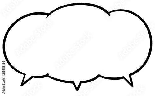 Hand Drawn Thin Marker Round Medium Speech Bubble Pointing Down on Transparent Background