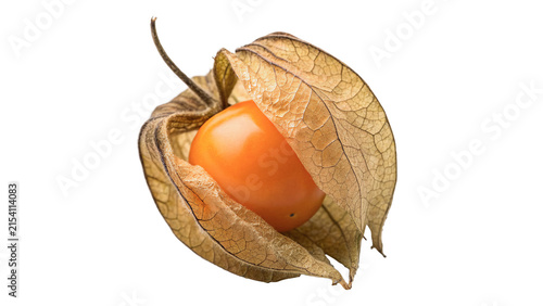 Quadro su tela Fresh orange physalis cape gooseberry fruit isolated on transparent background