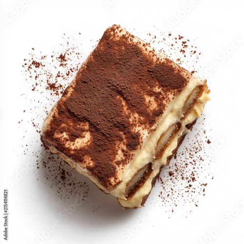 Italian Tiramisu Cake Slice Top View