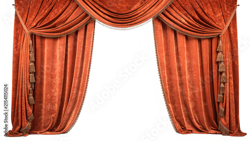 Bild auf Leinwand Classic luxury red velvet stage theater curtains isolated on transparent backgro