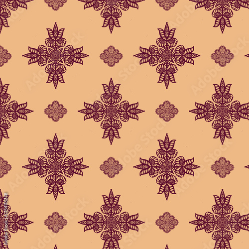 Seamless pattern with lace patterns on a ochre background
