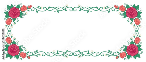 Rose Flower Border Frame Isolated Transparent Background