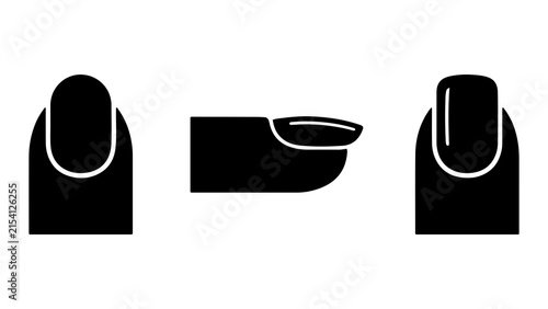 Human Fingernail Care Angles and Manicure Vector Silhouette Icons
