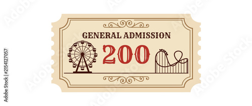 Amusement Park Ticket - General Admission 200 with Ferris Wheel and Rollercoaster