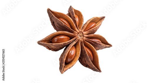 Fotografie Dry star anise spice pod seasoning isolated on transparent background