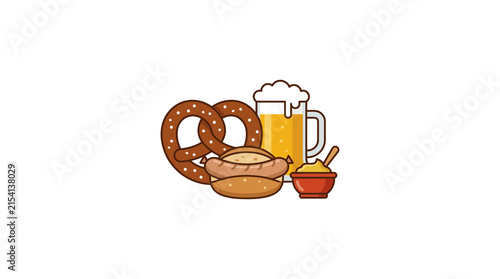 Oktoberfest Celebration Set with Pretzel Beer Sausage and Mustard