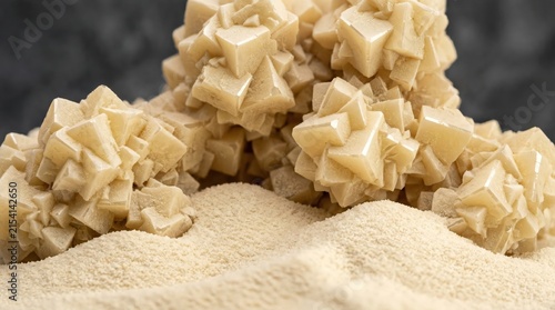Cerium Oxide Crystals Forming Pale Yellow Cubic Clusters and Granular Micro Dunes