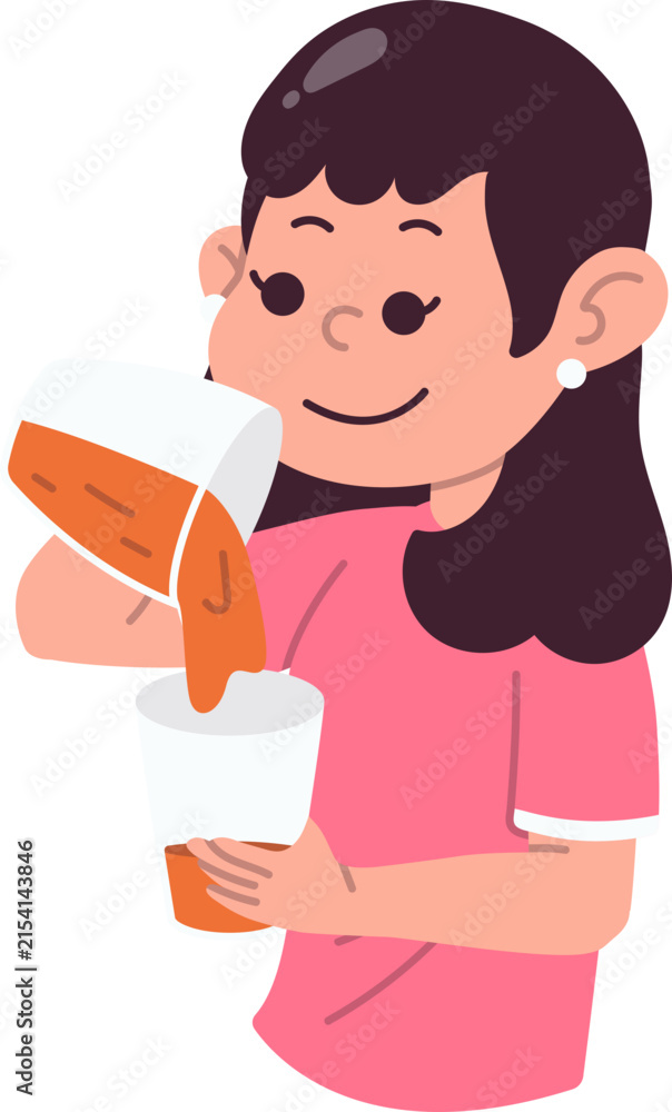 Fototapeta premium Cheerful Girl Drinking a Healthy Fruit Smoothie