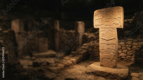 Ancient Stone Pillar at G?beklitepe Archaeological Site.
